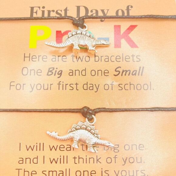 Kids Set of 2 back to school dinosaur charm bracelets - Picture 2 of 3